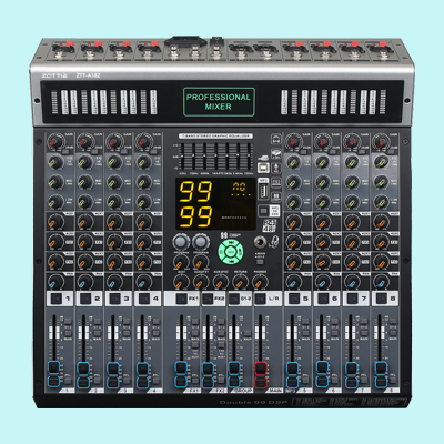 ZTT-A182 8路2编组 双99种效果 分段LED电平显示 USB 7段均衡 蓝牙调音台
