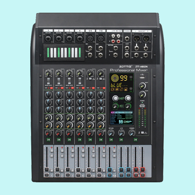 ZTT-A802N 8路2编组 99种效果 噪声门分段LED电平显示 带USB蓝牙调音台