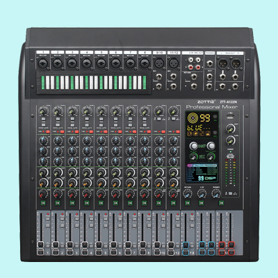  ZTT-A122N 12路2编组 99种效果 噪声门分段LED电平显示 带USB蓝牙调音台