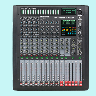  ZTT-A124NC 12路4编组 99种效果 压限噪声门分段LED电平显示 带USB蓝牙调音台